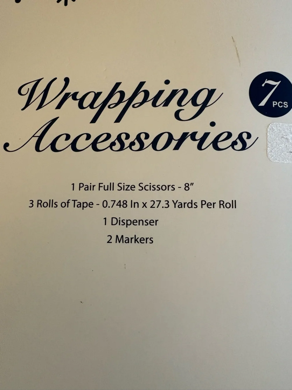 Flomo NWT Wrapping Accessories Set 7 pieces, 2 markers, scissor, tape dispenser